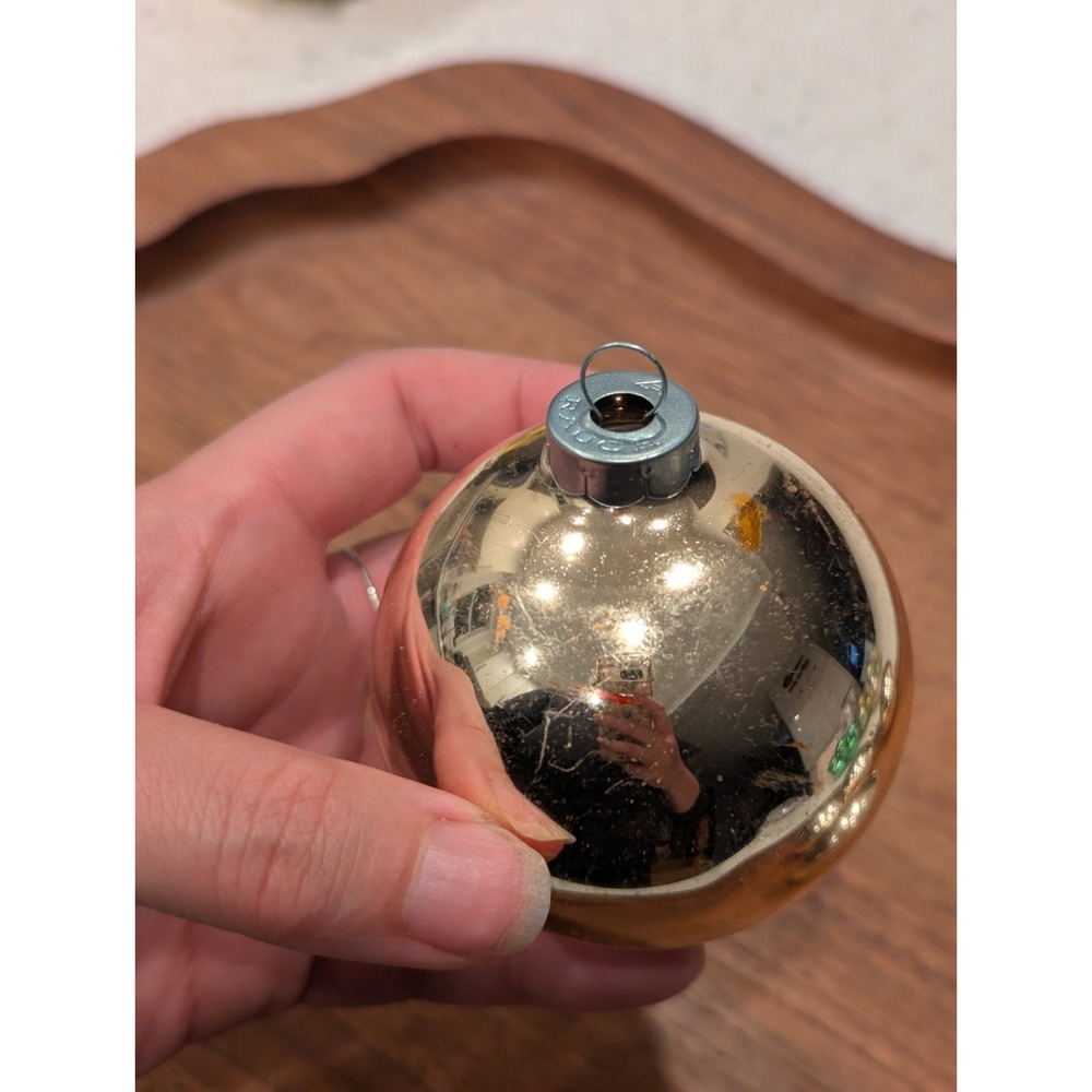 Vintage Rauch 2.5in Gold Mercury Glass Ball CHRISTMAS Ornaments - No Box USA - Picture 3 of 8